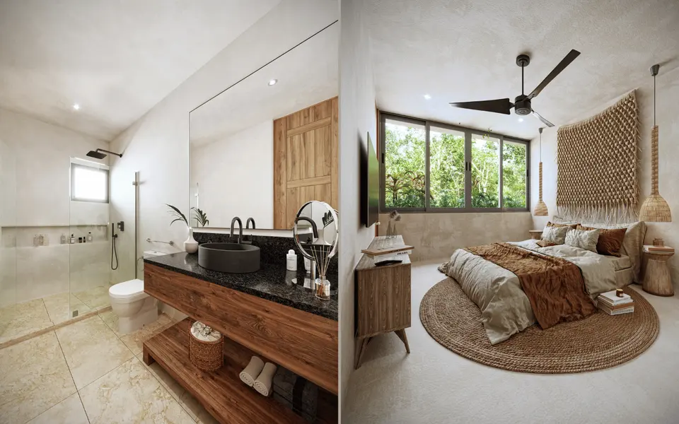 Junglar-bedroom and bathroom