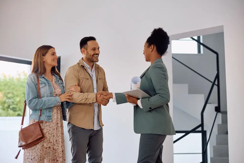 Prospective buyers considering a property
