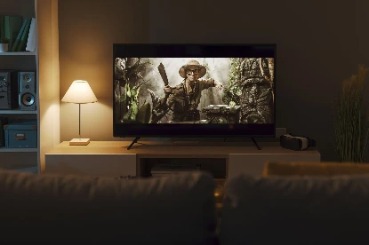 Real estate agent watching a film