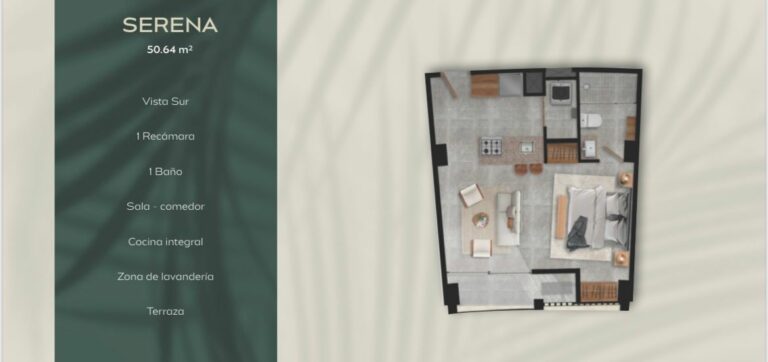 SERENA 50.64 M2 | 1 BR 1 BR | Dinning and Living Room | Complete Kitchen | Laundry Room | Terrace